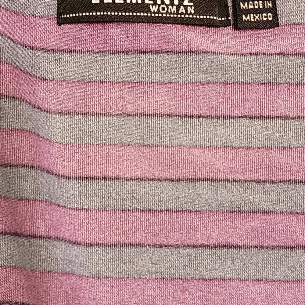 Elementz Woman Plus Size 1X Purple Black Stripe Top - Picture 10 of 11